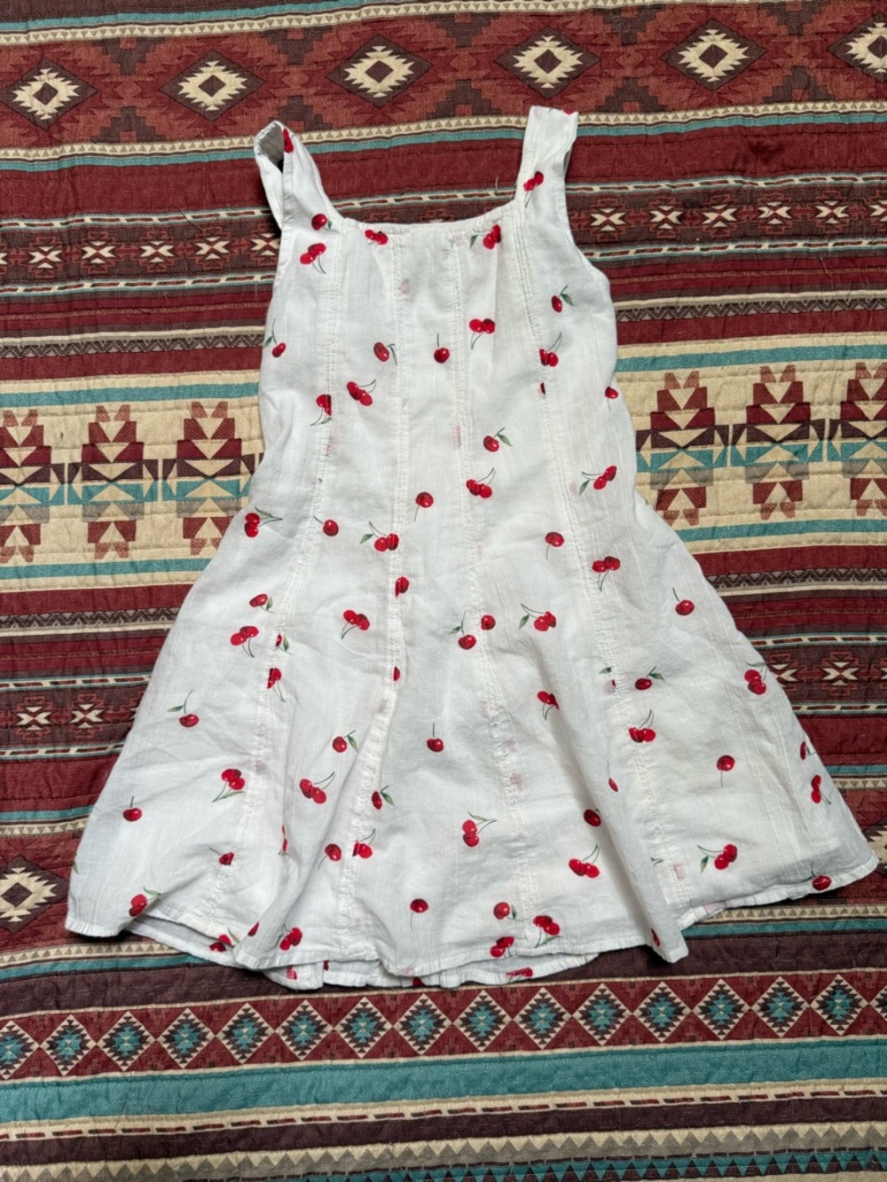 Abercrombie kids Girls' White Cherry Print Summer Dress size 5/6
